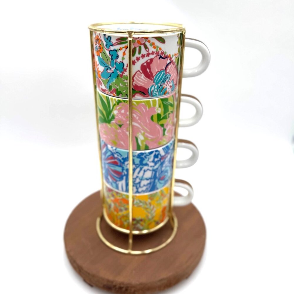 NWOT Lilly Pulitzer for Target Porcelain Stacking Coffee Mug vibrant   All over